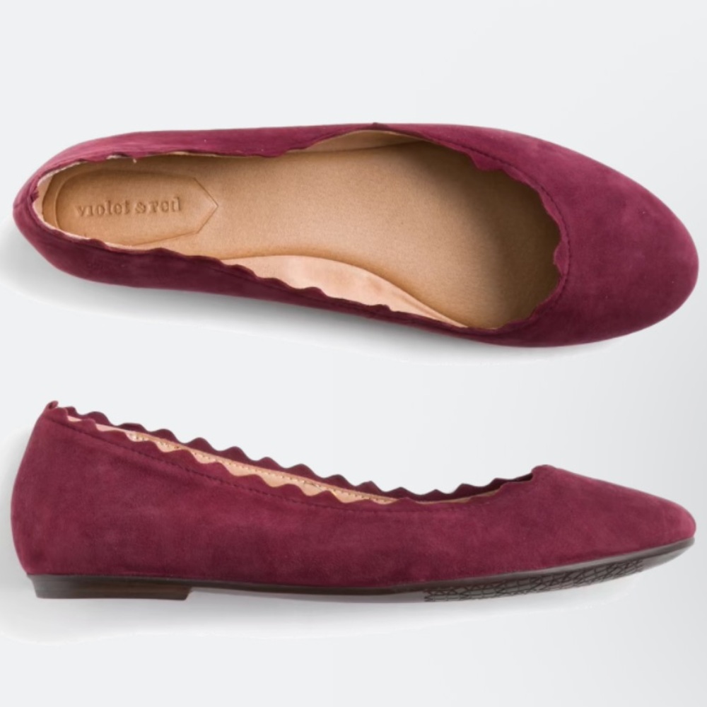 Stitch Fix x Violet & Red Winny Suede Scalloped Flat Shoes Flats Size 6M